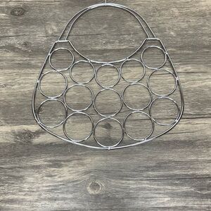 Sliver metal Scarf Hanger with 15 Holes purse shaped 15" x 11.5"